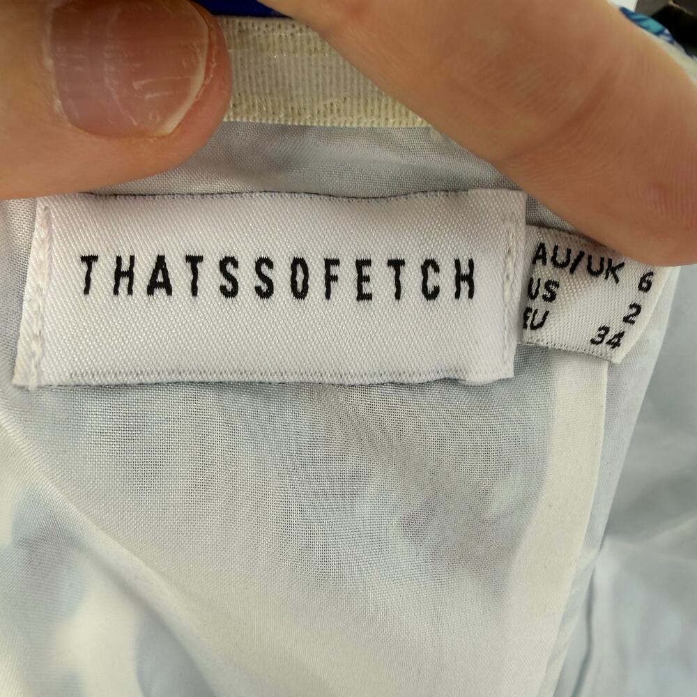 That’s So Fetch Strapless Blue White Floral Mini Dress Size 2 - Picture 3 of 3